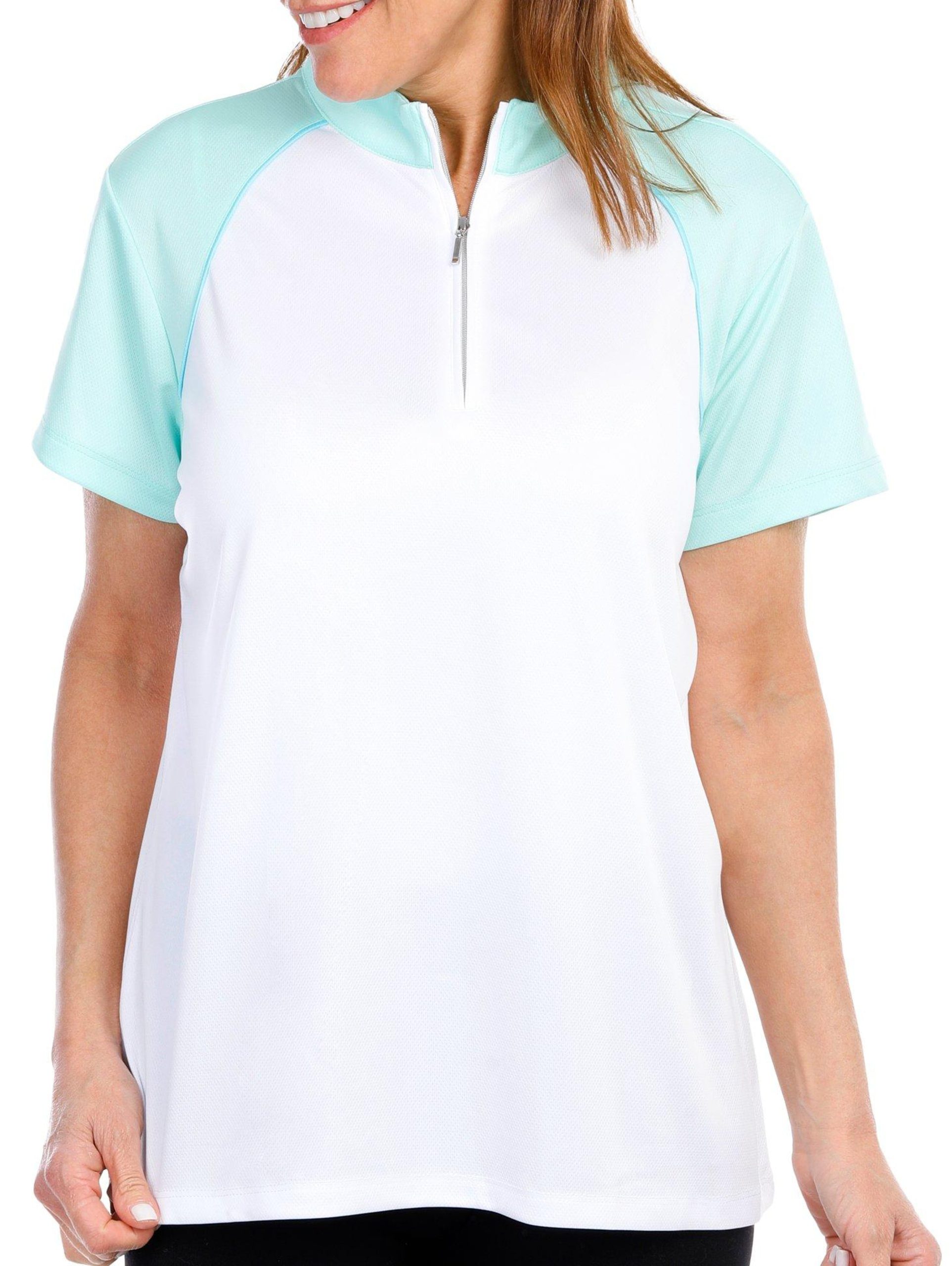 Court Haley Womens Short Sleeve Colorblock Polo Top