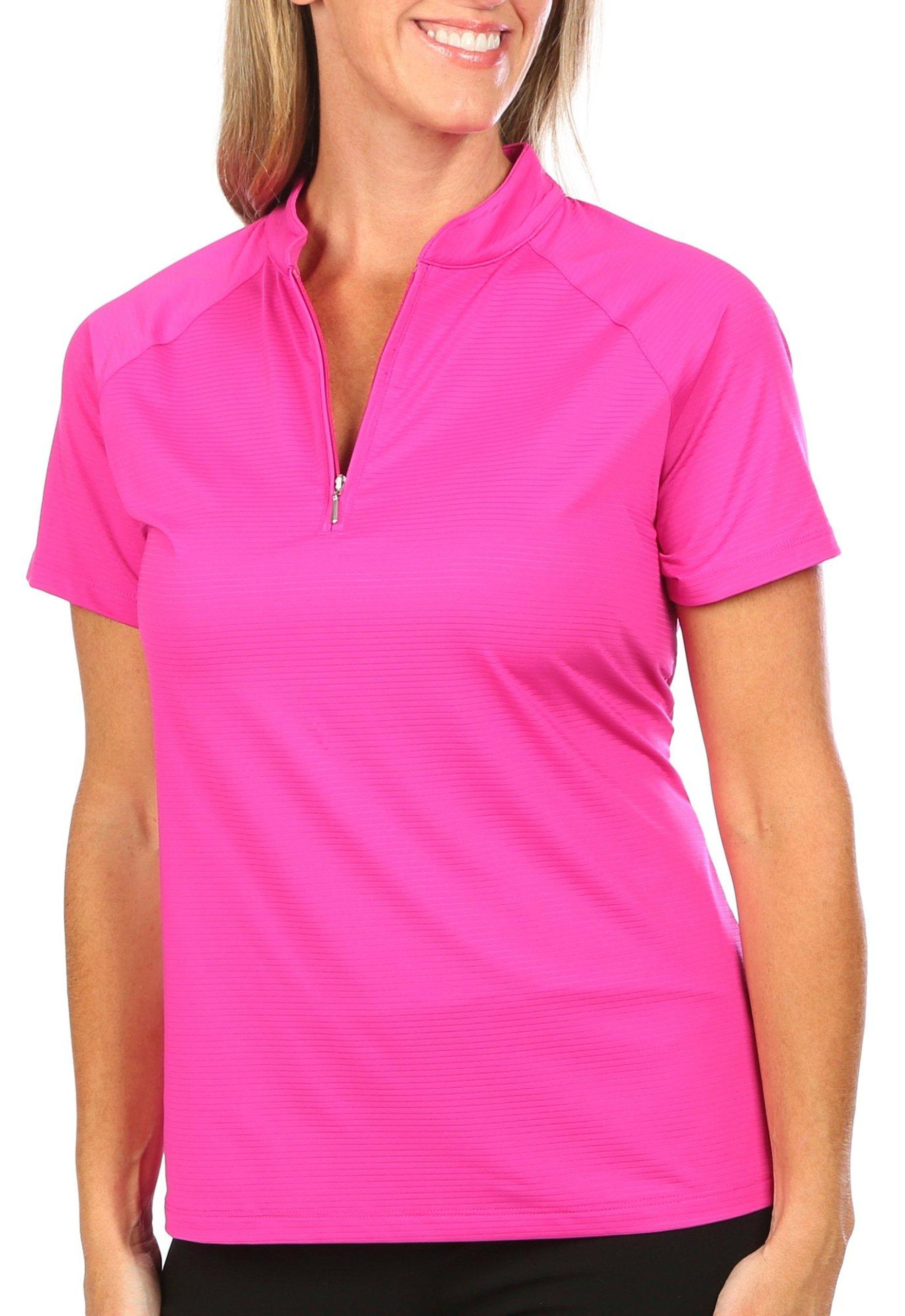 Coral Bay Golf Womens 1/4 Zip Short Sleeve Mock Polo Top