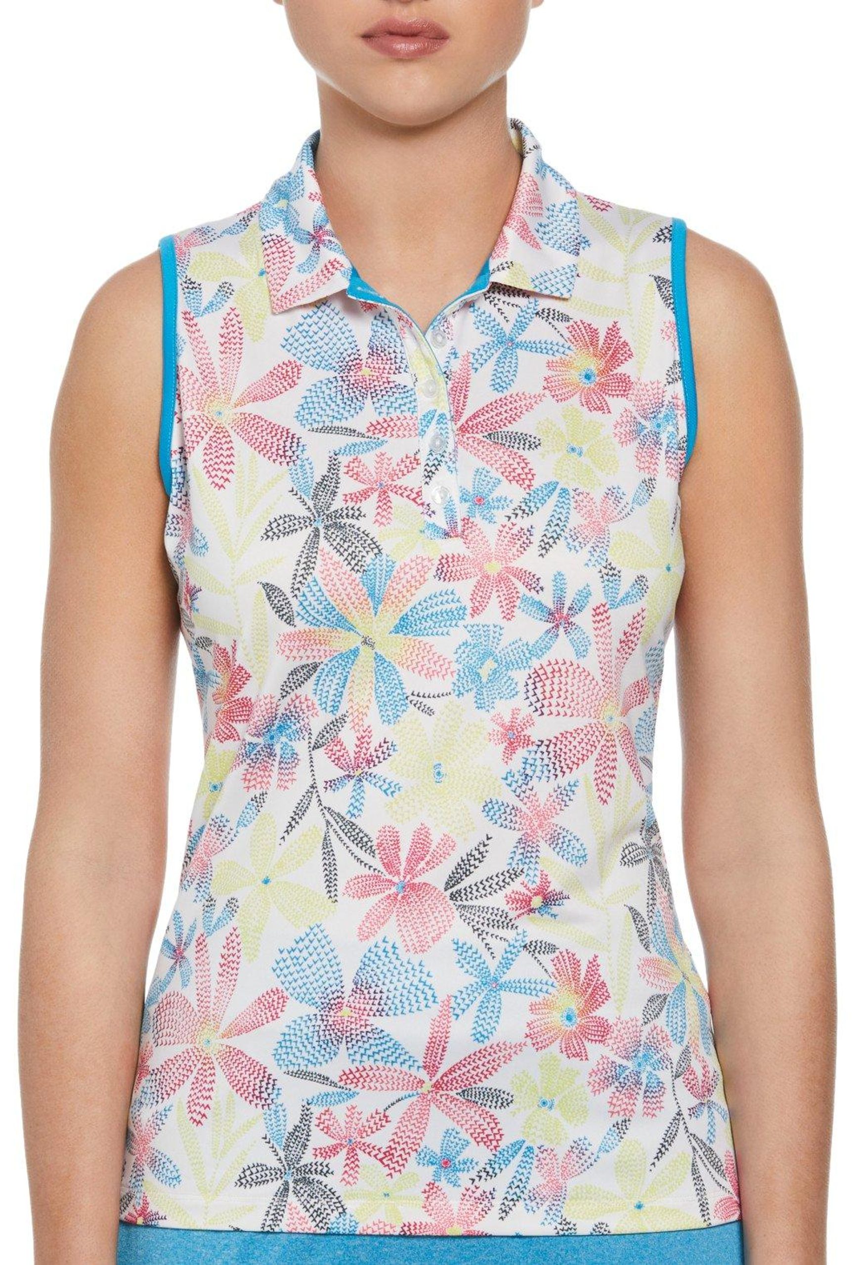 Callaway Womens Chevron Floral Sleeveless Polo