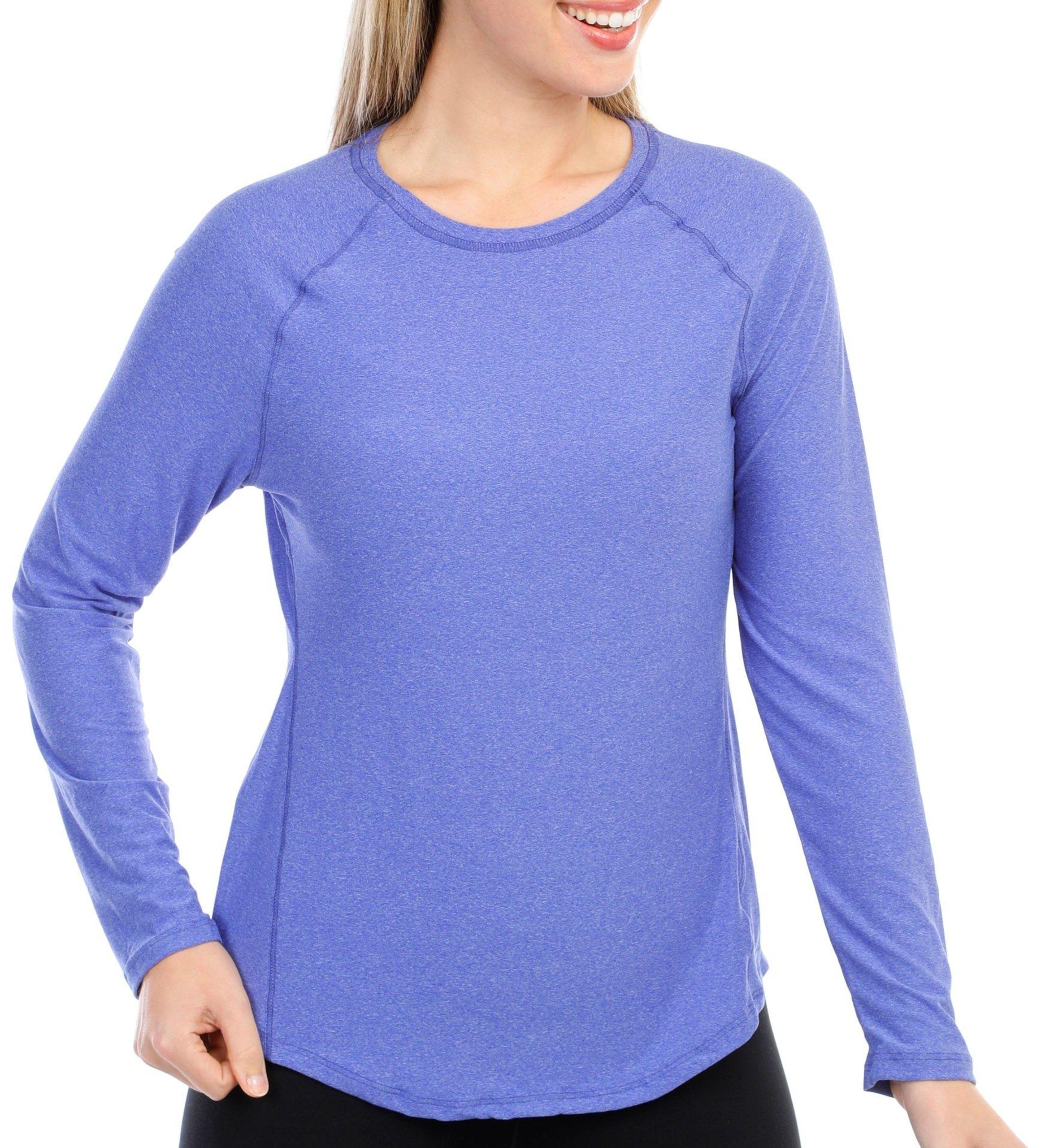 RB3 Active Womens Long Sleeve Crew Heathered Raglan Top