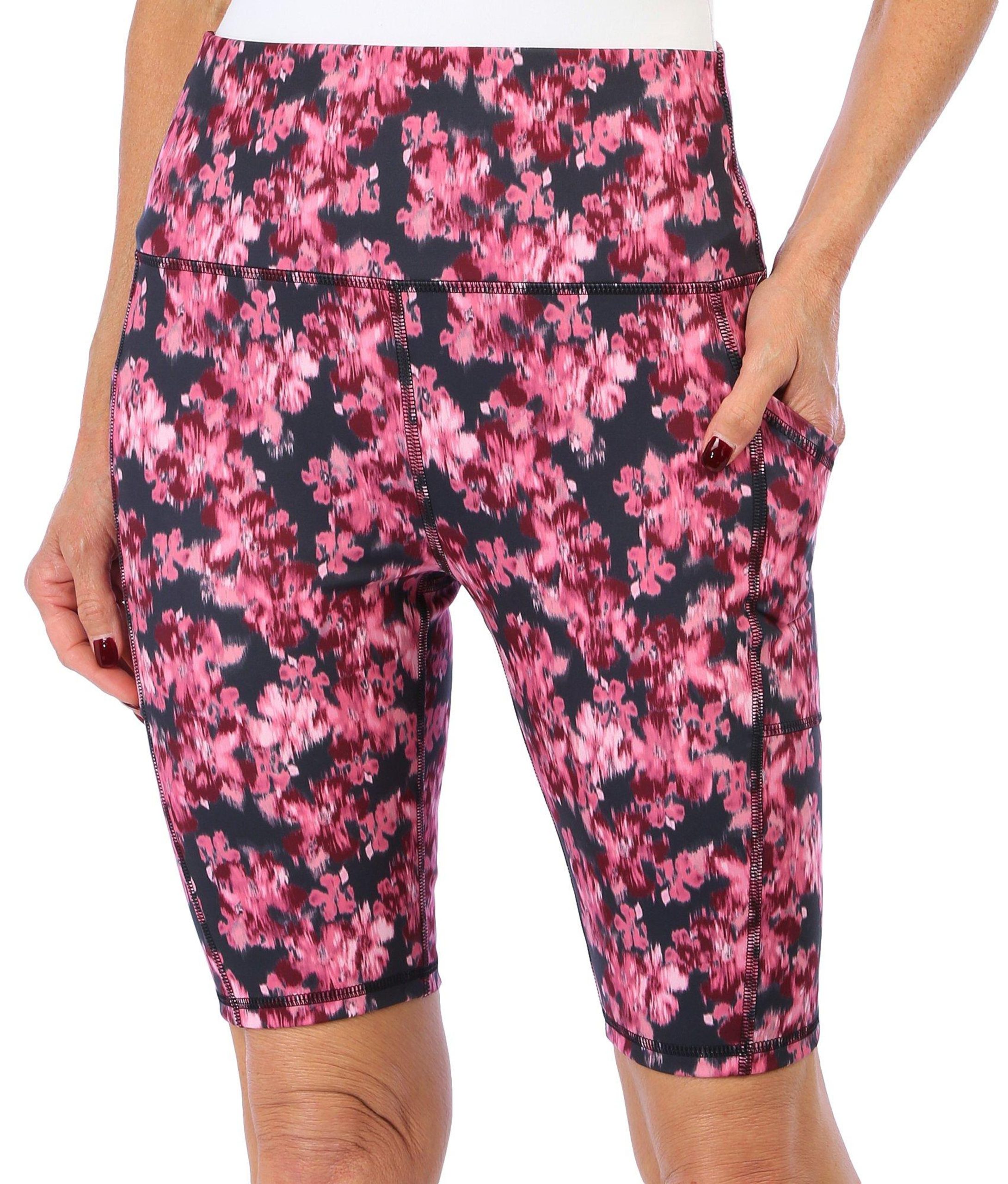 Brisas Womens 9.5 in. Floral Print Pocket Bike Shorts