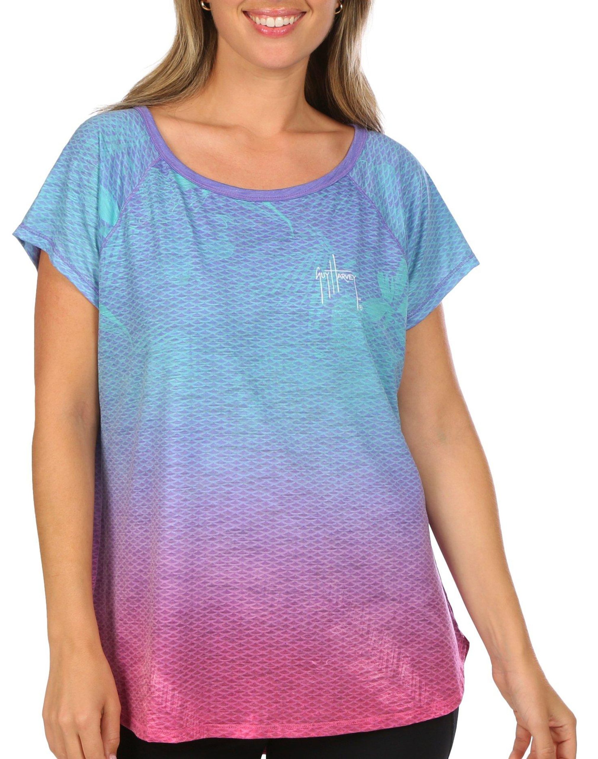 Guy Harvey Womens Ombre Mermaid Scale Tee