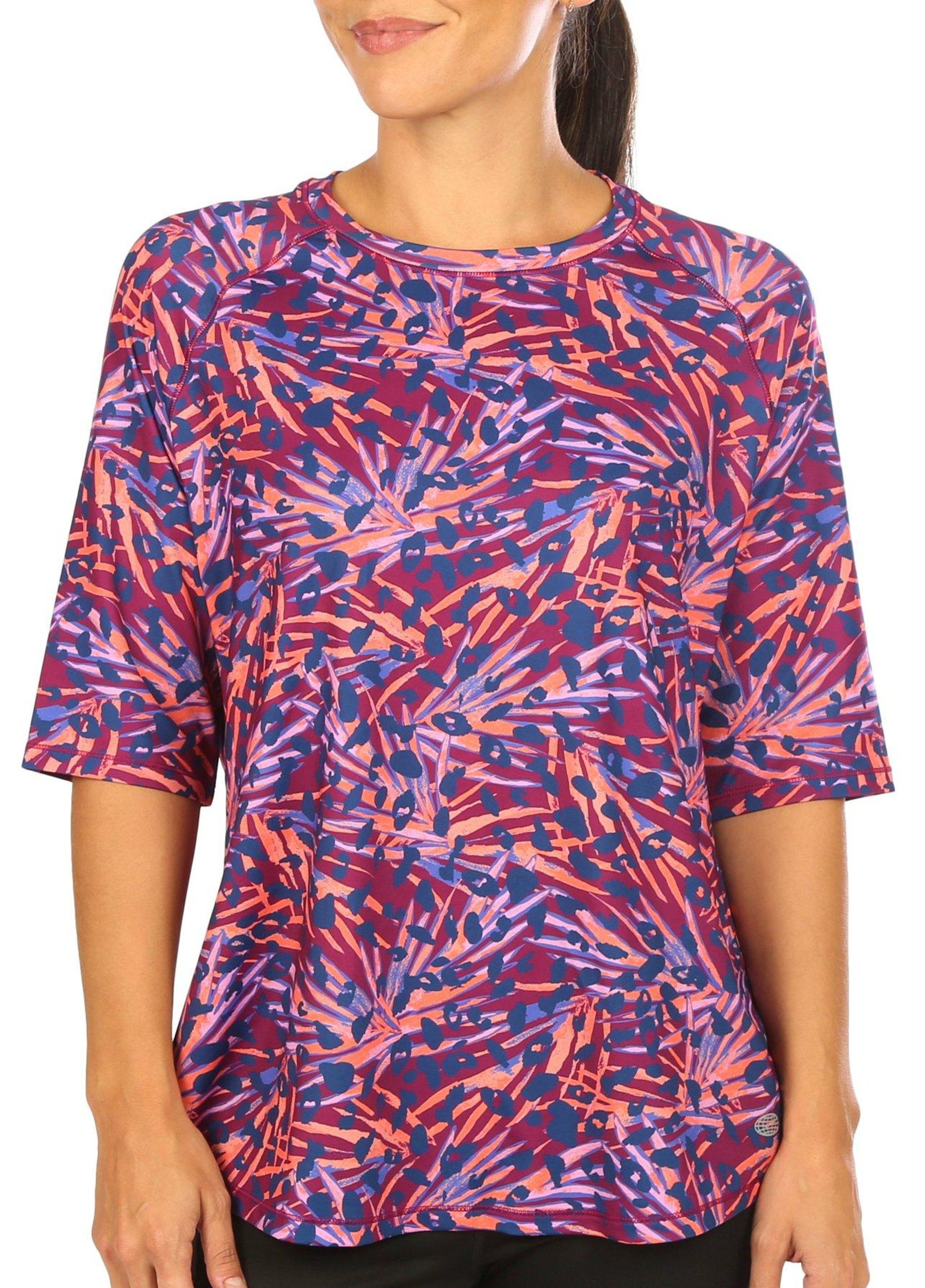 Reel Legends Womens Reel-Tec Jungle Cat Elbow Sleeve Top