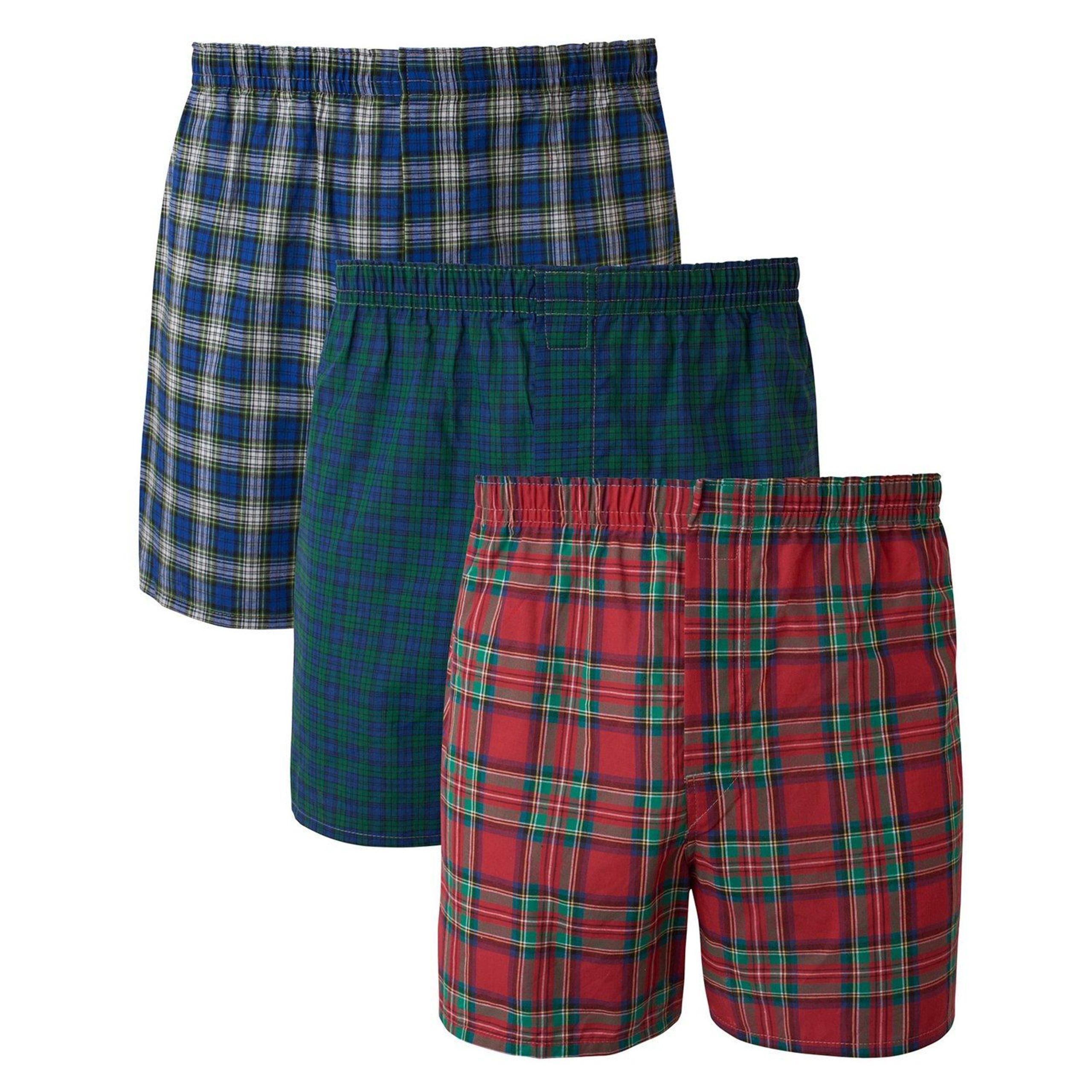 Hanes Mens 3-Pk. Plaid Tagless Comfort Flex Boxers