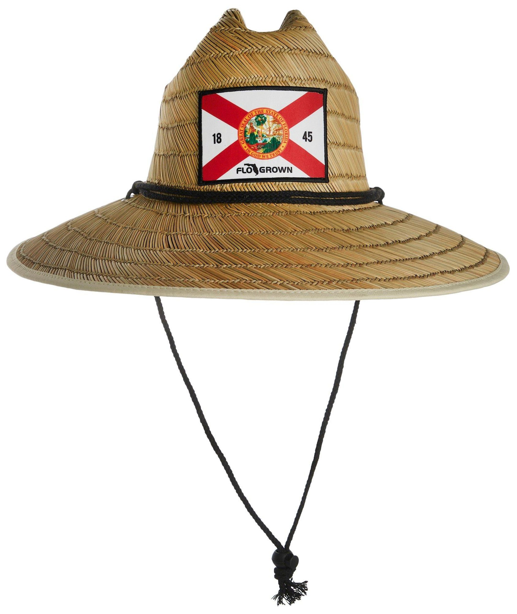 FloGrown Mens Florida Logo Seal Map Print Straw Hat