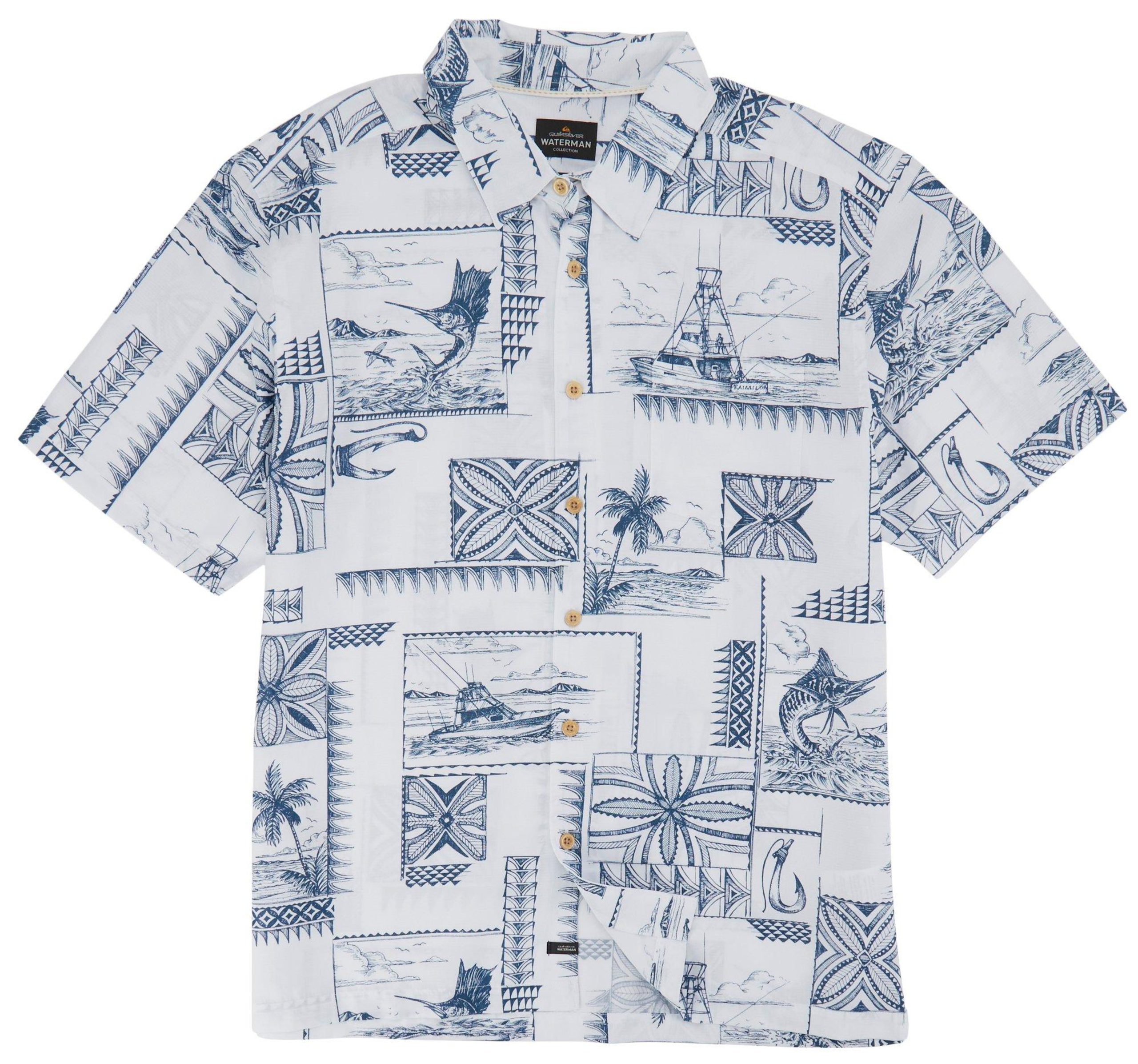 Quiksilver Men’s Waterman Print Short Sleeve Buttoned Shirt