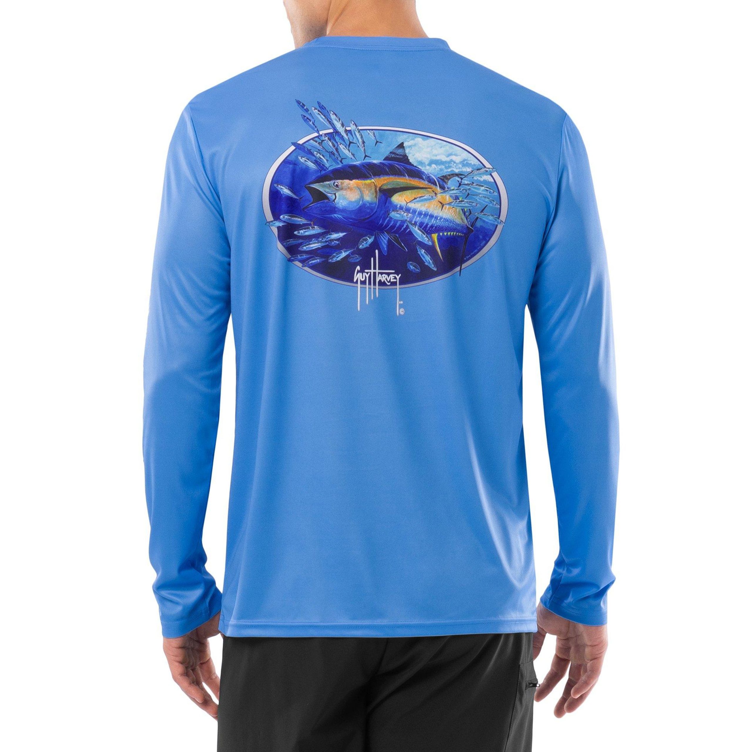 Guy Harvey Mens Big Blue Long Sleeve Performance T-Shirt