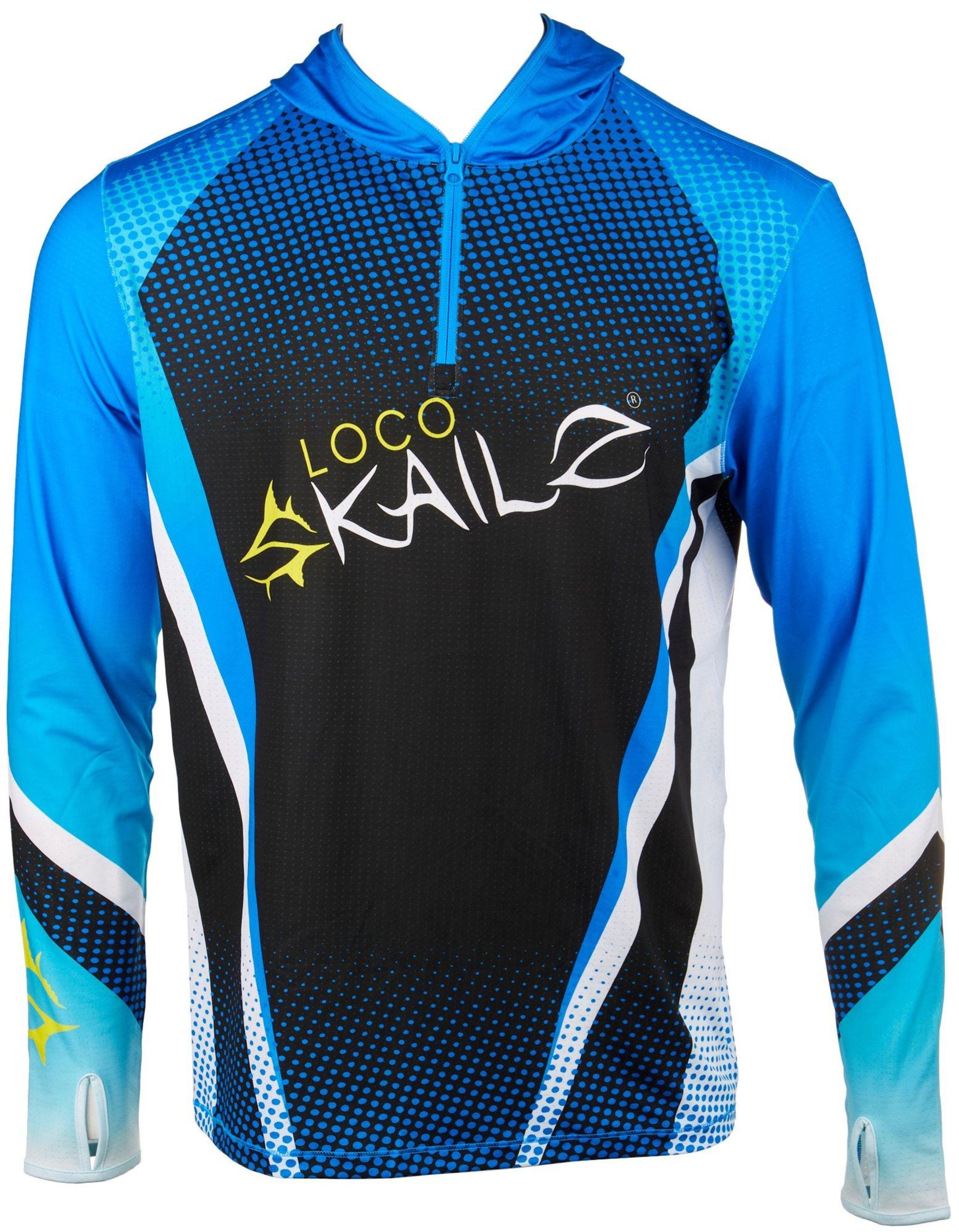 Loco Skailz Mens Blue Atoll Long Sleeve Quarter Zip Hoodie