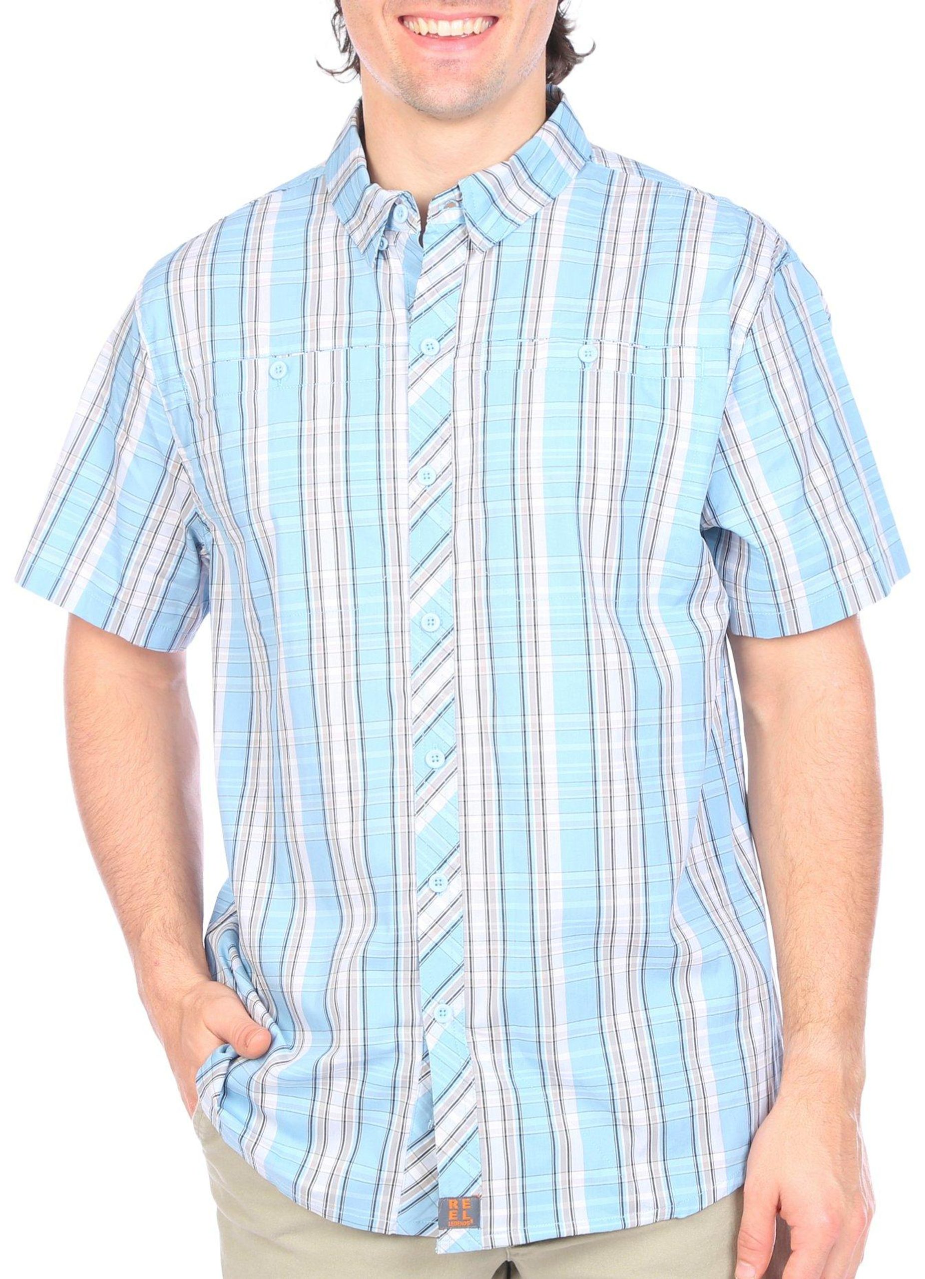 Reel Legends Mens Land Plaid Terrain Short Sleeve Shirt