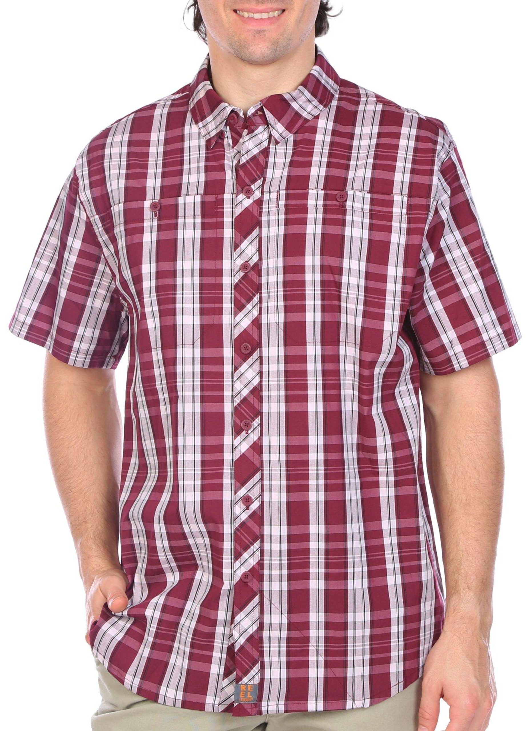 Reel Legends Mens Land Terrain Plaid Short Sleeve Shirt