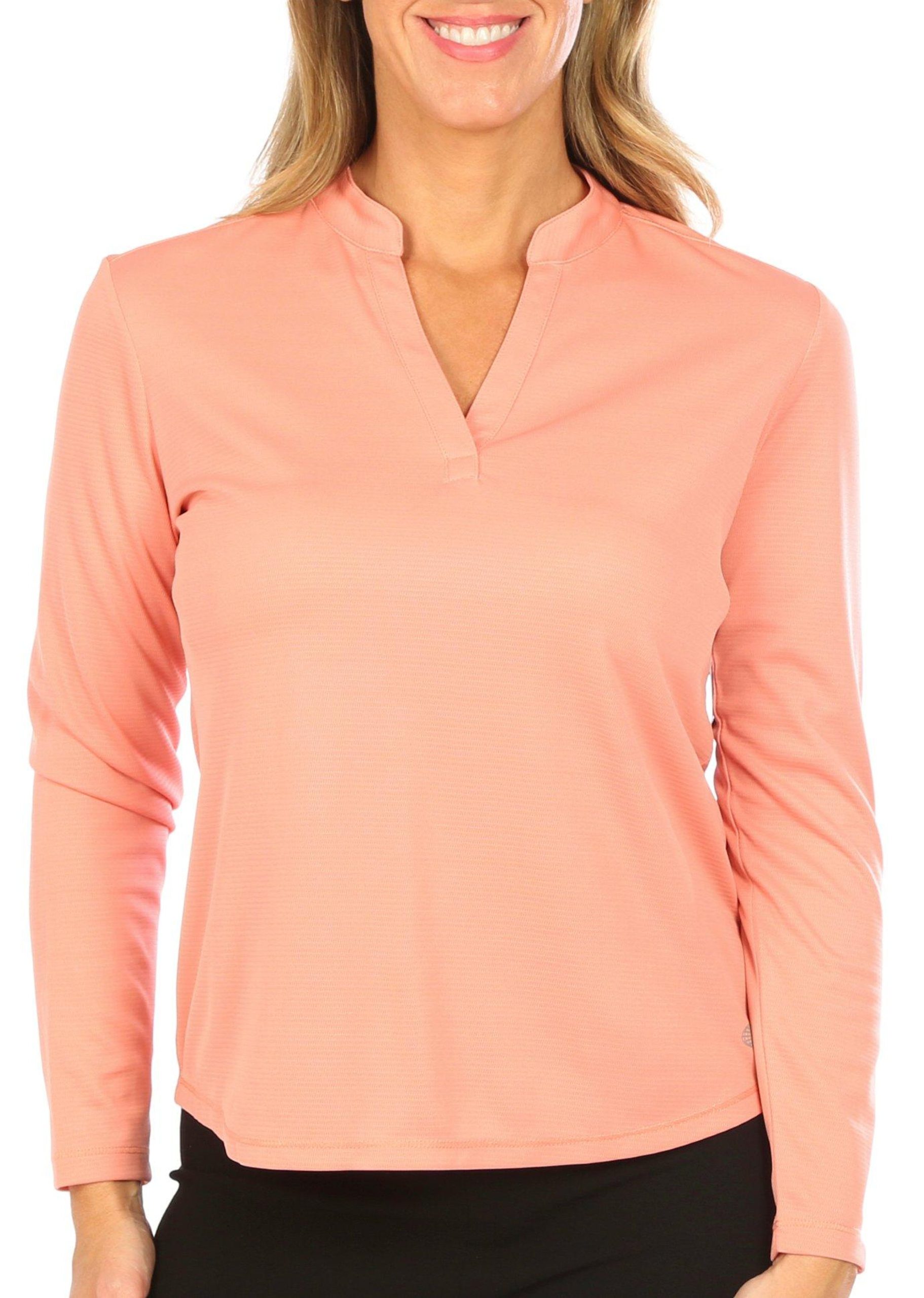 Reel Legends Petite Freeline Mandarin Collar Top