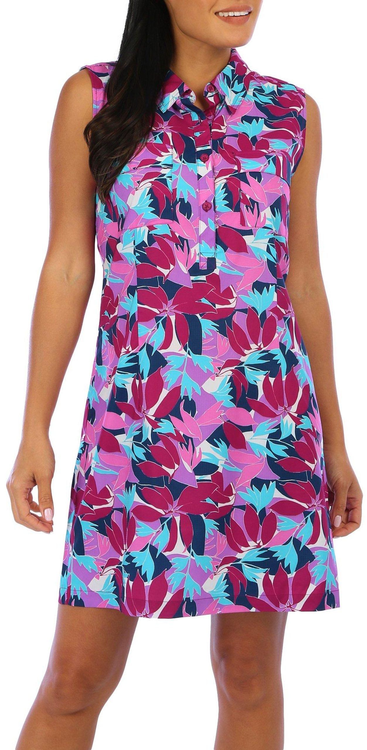 Reel Legends Petite Mariner Tropical Print Dress