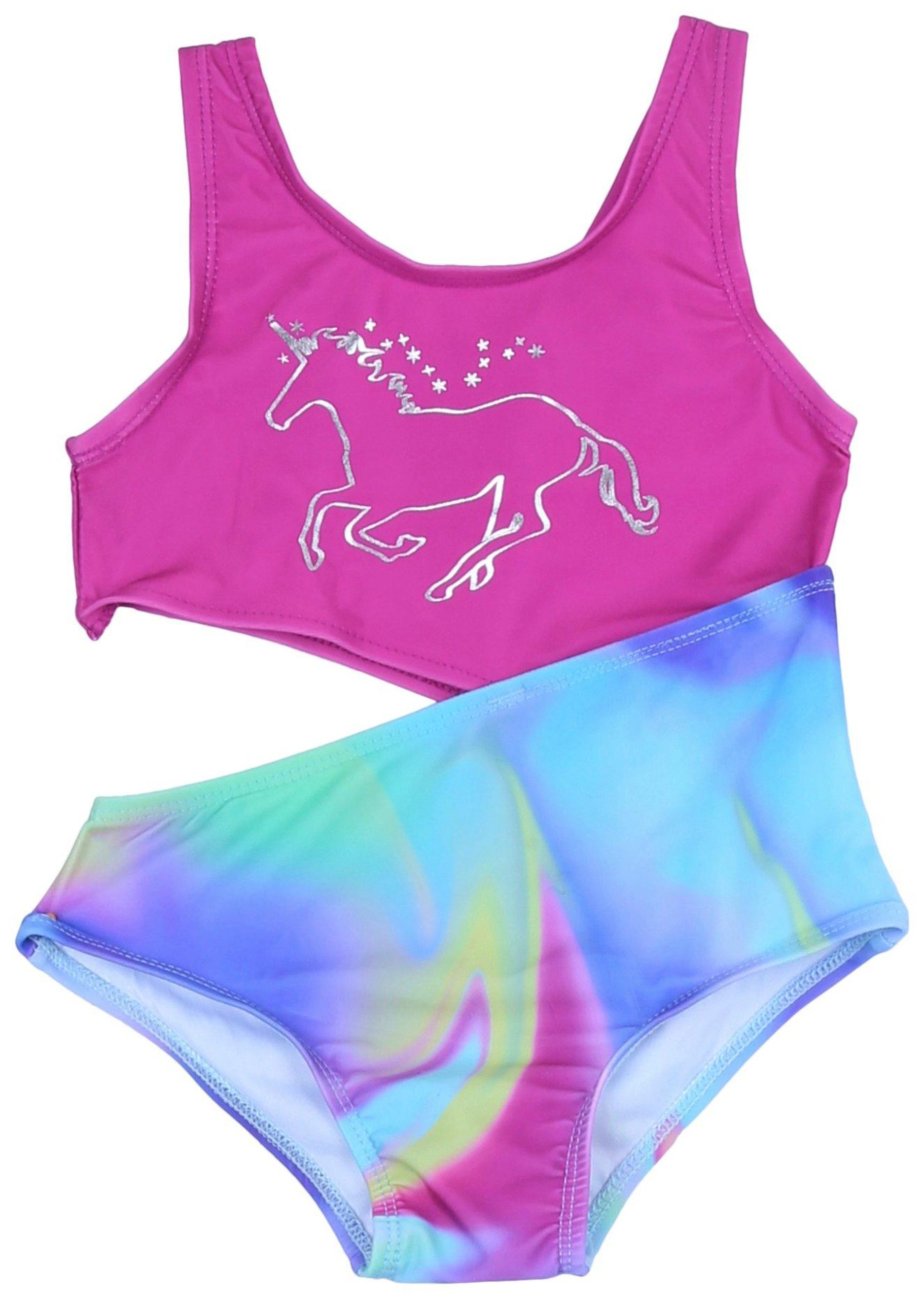 DOT & ZAZZ Toddler Girls Unicorn Foil Tie Dye Swimsuit