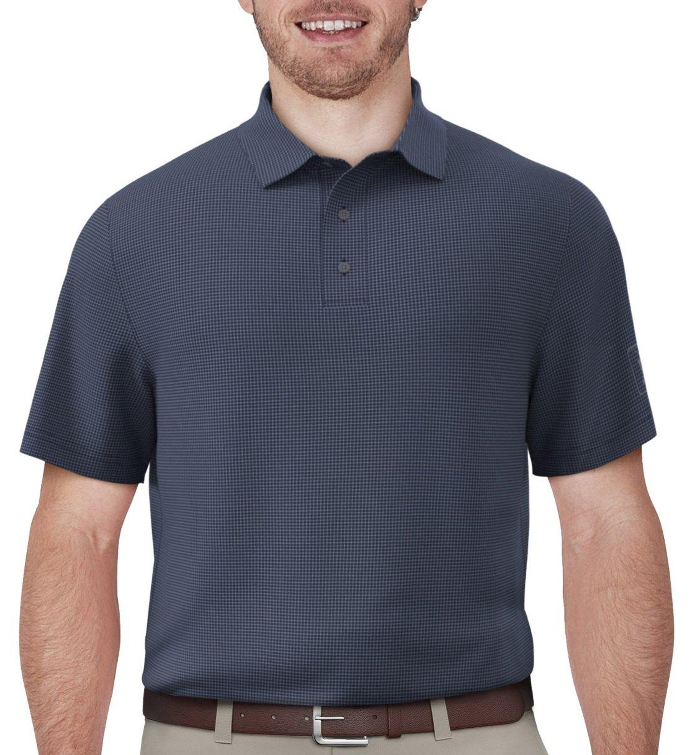 PGA TOUR Mens Mini Checkered Short Sleeve Polo Shirt