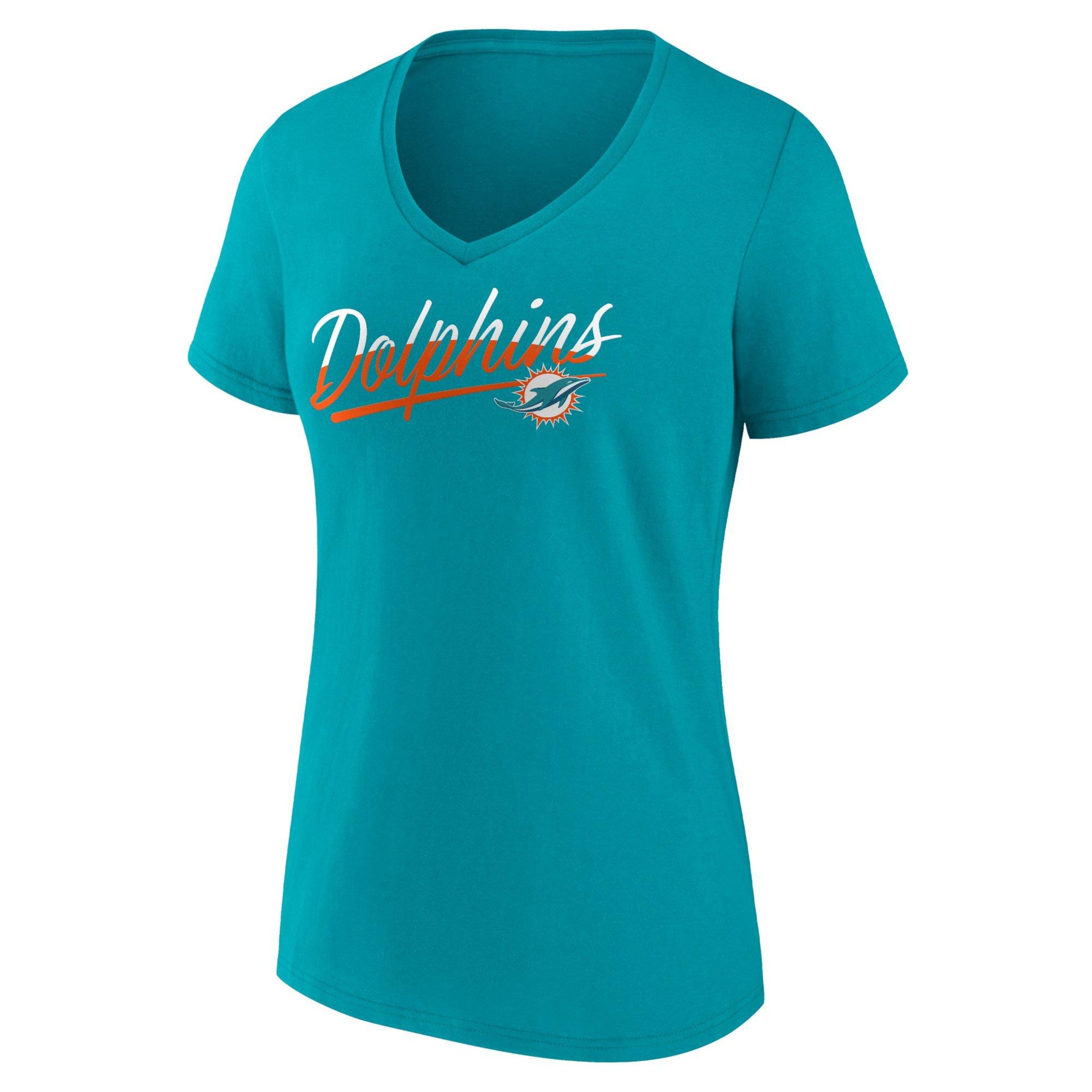 Womens Miami Dolphins  V-Neck T-Shirt