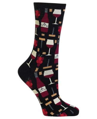 Women's  Wine Print Fashion Crew Socks